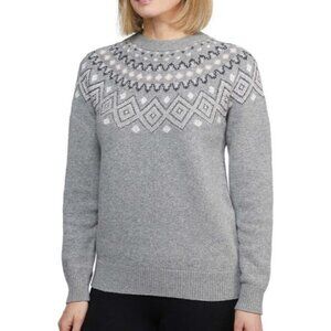 NEW Sunice Stormpack Fair Isle Crewneck Wool Sweater Gray Pink Women's XXL